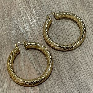 By Lolita Jewelry NYC x 18K gold plated 2 in. ribbed hoop earrings